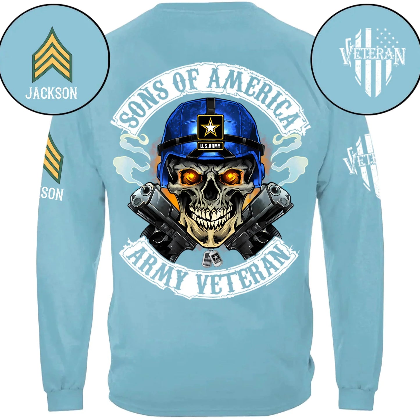 Skull Sons/Daughters Of America US Army Veteran - Personalized Clothes For Soldier