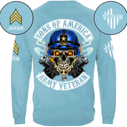 Skull Sons/Daughters Of America US Army Veteran - Personalized Clothes For Soldier