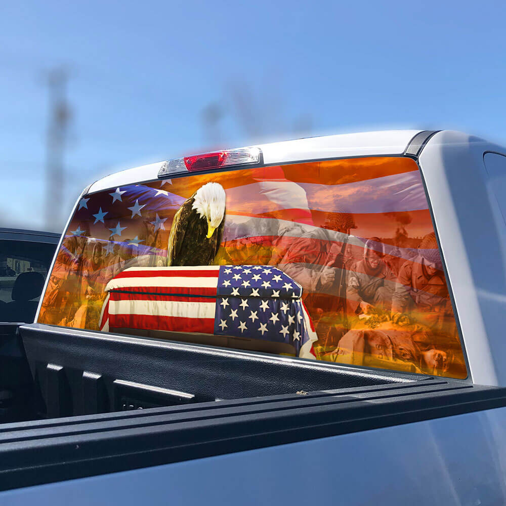 Remembrance American Eagle Honoring All Who Served Rear Window Decal TPT1588CD