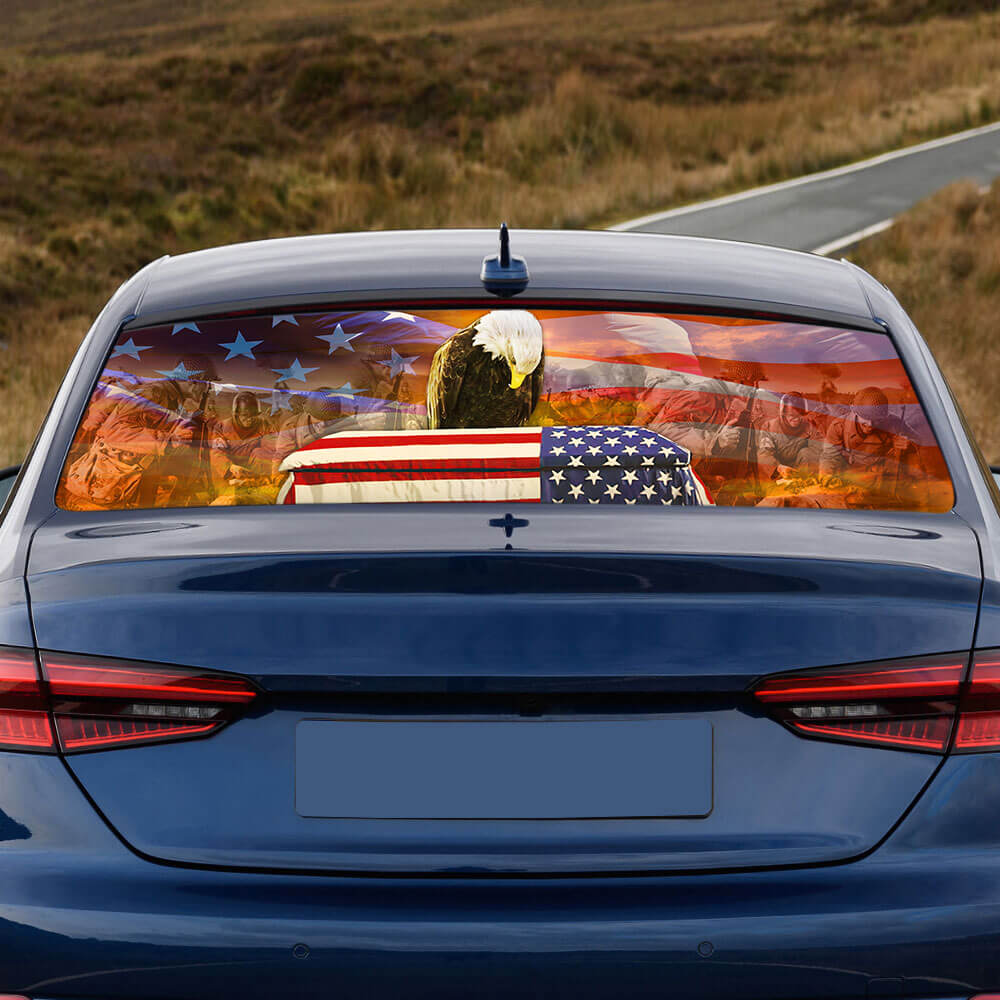 Remembrance American Eagle Honoring All Who Served Rear Window Decal TPT1588CD