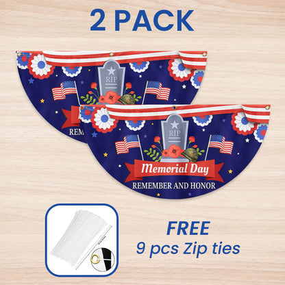 Memorial Day Remember and Honor Veteran Non-Pleated Fan Flag MLN2722FL