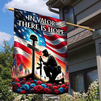 FLAGWIX  Veteran Memorial Day Kneeling Solder Cross In Valor There Is Hope Flag MLN2606F