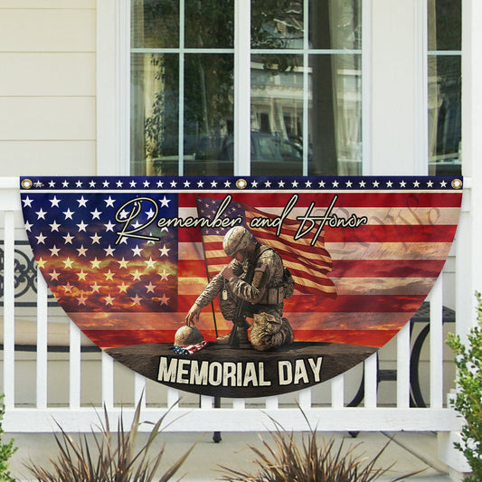Memorial Day Remember and Honor Veteran Non-Pleated Fan Flag VTM1202NGT