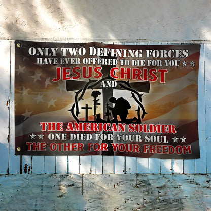 U.S. Veteran Day Jesus And Soldiers Grommet Flag MBH194GF