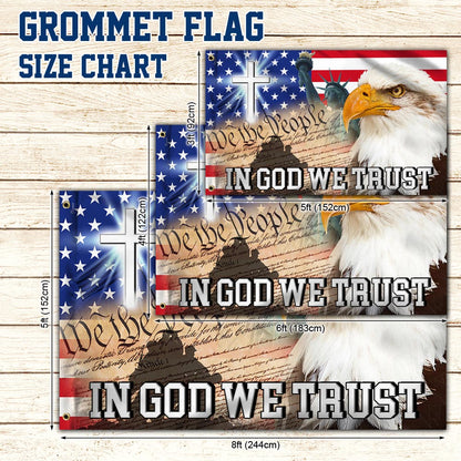 In God We Trust, We The People, Christian Cross American Eagle Flag TPT107GF