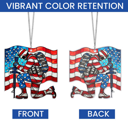 Veterans Days Thank You Veterans Soldier Kneeling Suncatcher Acrylic Hanging TQN3846AS