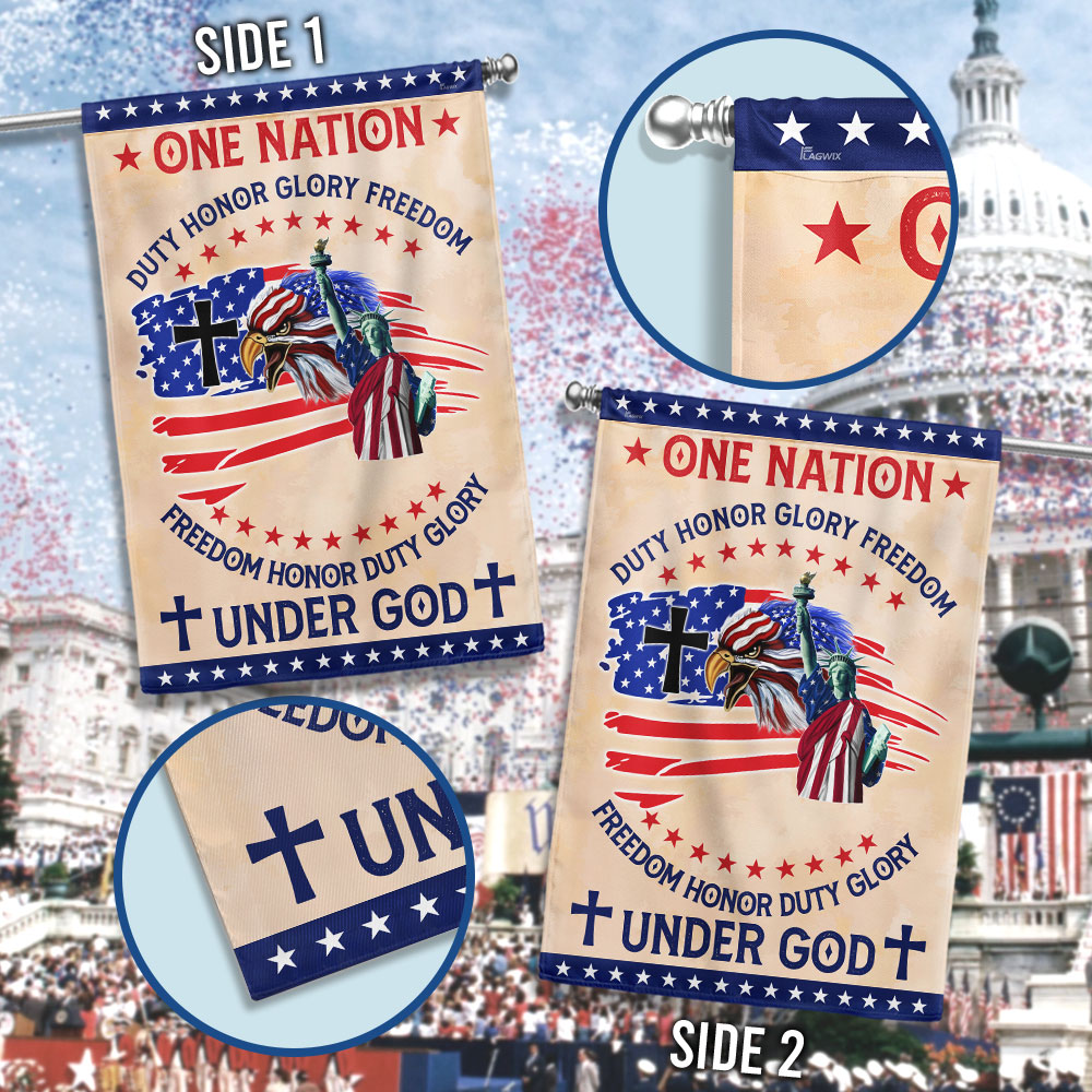 Flagwix American Flag - Patriot Eagle One Nation Under God Duty Honor Glory Freedom Flag MLN1429F