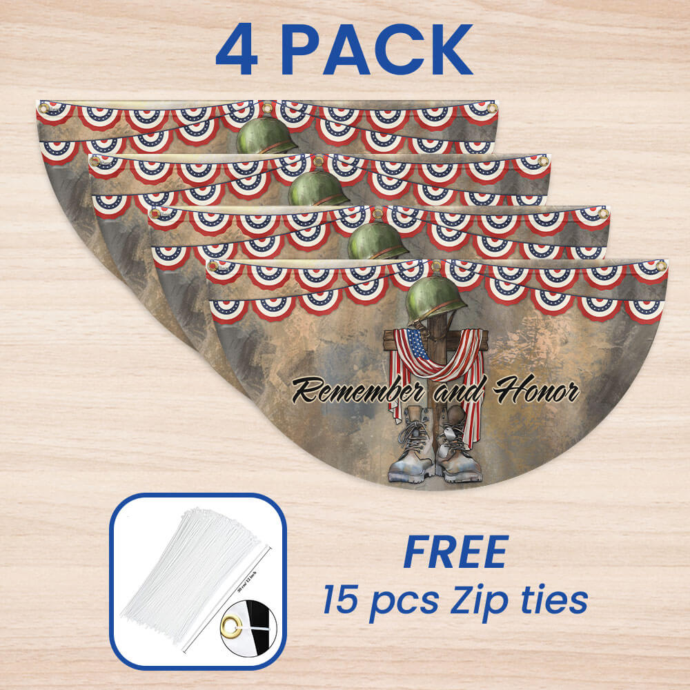 Memorial Day Flag Remember And Honor Veteran Non-Pleated Fan Flag TPT1844FL
