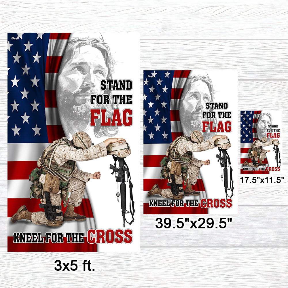 Veteran Jesus Christ Kneeling For The Cross Memorial Honoring Fallen Soldiers Veterans Flag MLN2007F