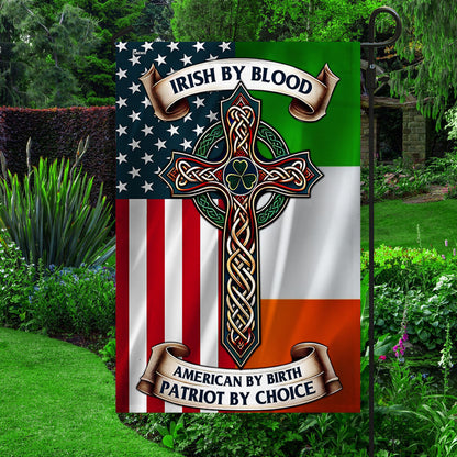FLAGWIX  Irish Celtic Cross Saint Patrick's Day Flag Irish By Blood American By Birth Patriot By Choice MLN2550F