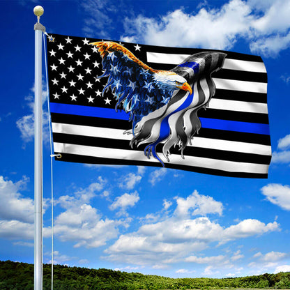 The Thin Blue Line. Police. Law Enforcement American Eagle Flag THB3482GFv3