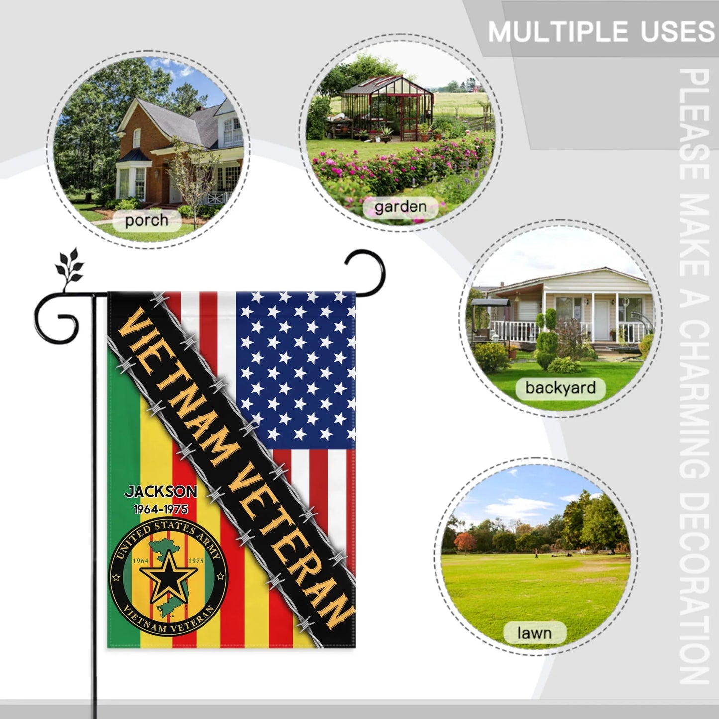 United States Army & Vietnam Veteran - Personalized Name and Year Garden Flag