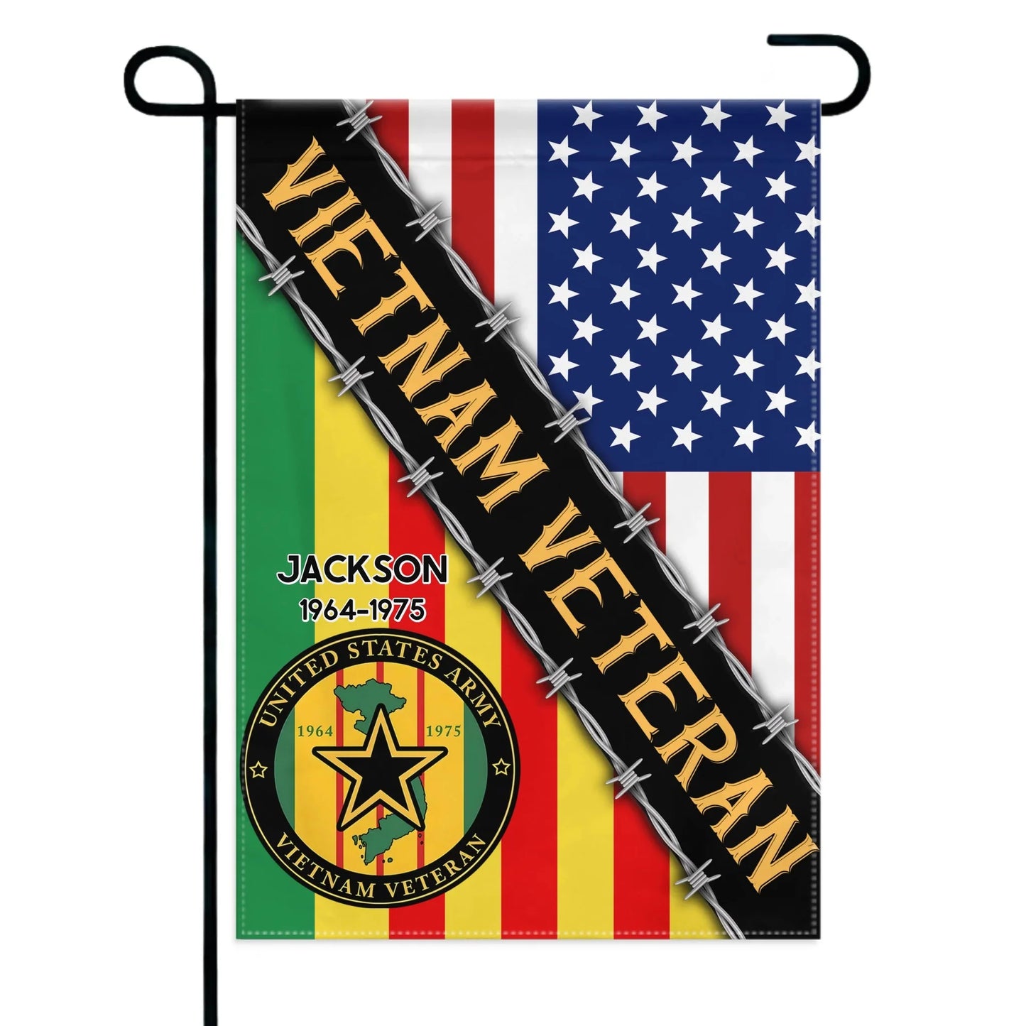 United States Army & Vietnam Veteran - Personalized Name and Year Garden Flag