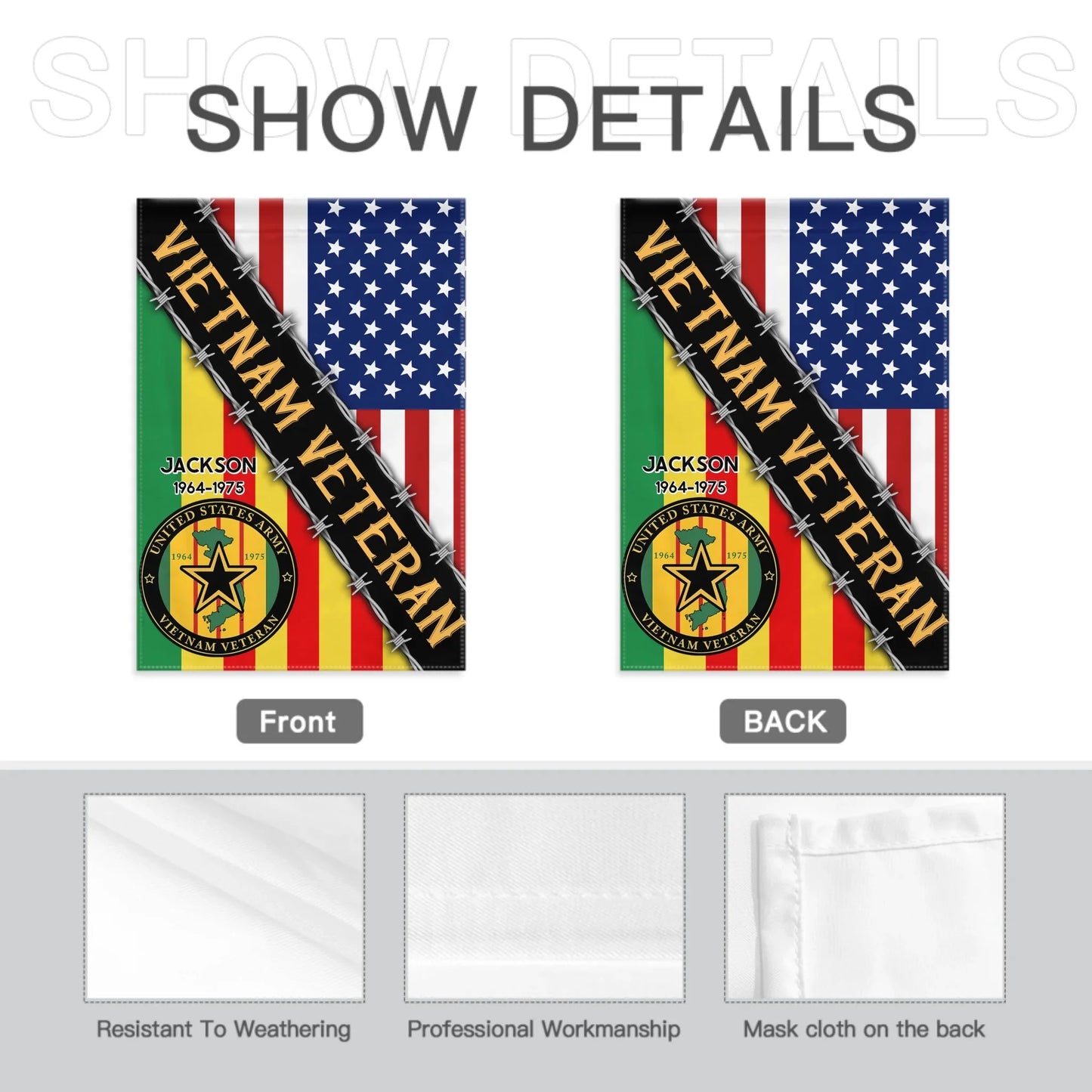 United States Army & Vietnam Veteran - Personalized Name and Year Garden Flag