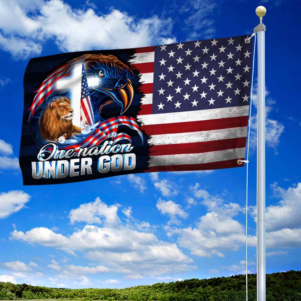 Lion of Judah Lamb of God Flag One Nation Under God Eagle American Grommet Flag MLN328GF