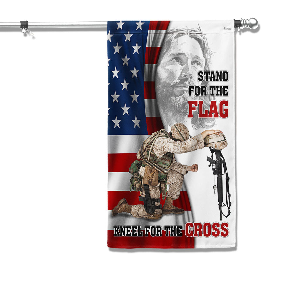 Veteran Jesus Christ Kneeling For The Cross Memorial Honoring Fallen Soldiers Veterans Flag MLN2007F