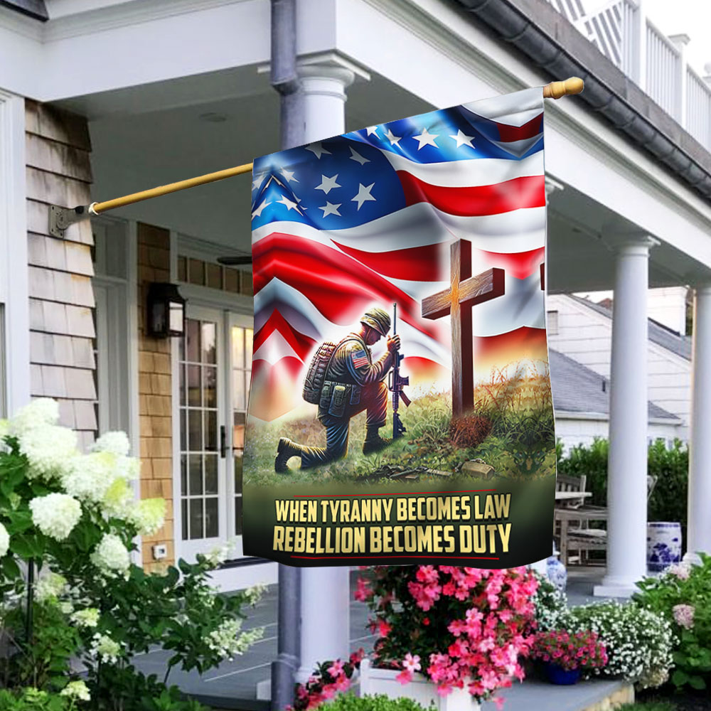 Veteran Kneeling The Cross Flag When Tyranny Becomes Law  Rebellion Becomes Duty MLN3170F