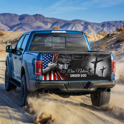 Jesus Sticker One Nation Under God American Patriot Truck Tailgate Decal Sticker Wrap TRL06TDv5