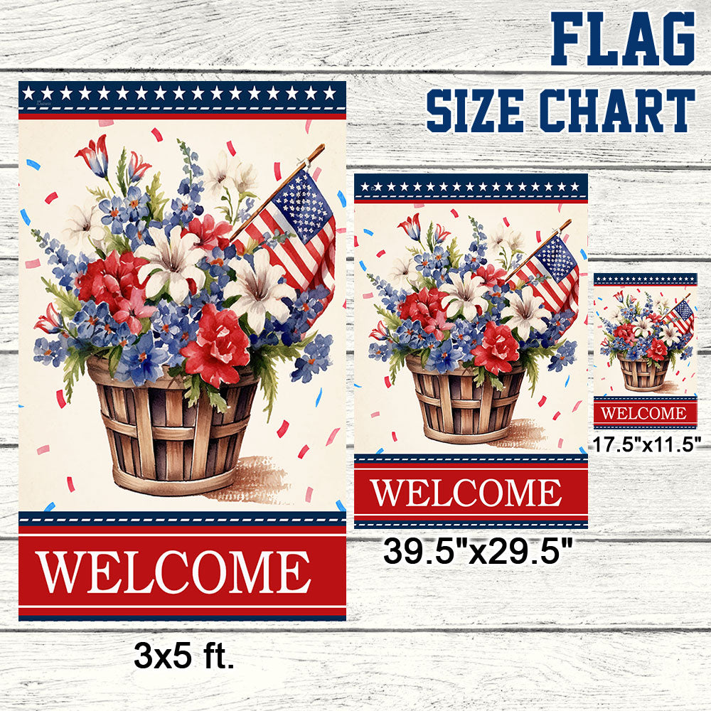 Flagwix American Flag - Welcome Floral Patriotic Flower 4th Of july American Flag TQN1348F
