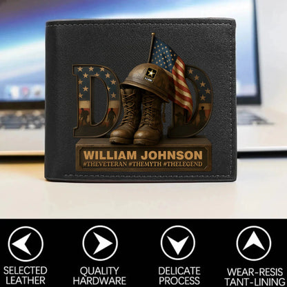 Veteran Dad Leather Wallet ,Personalized Gifts For Dad