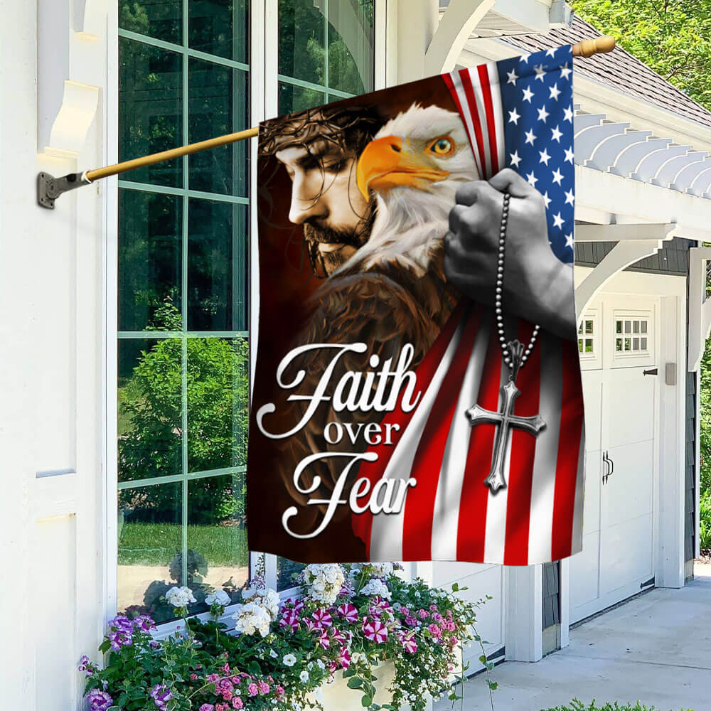 Flagwix American Flag - Faith Over Fear, Jesus Christ American Eagle Flag TPT663F
