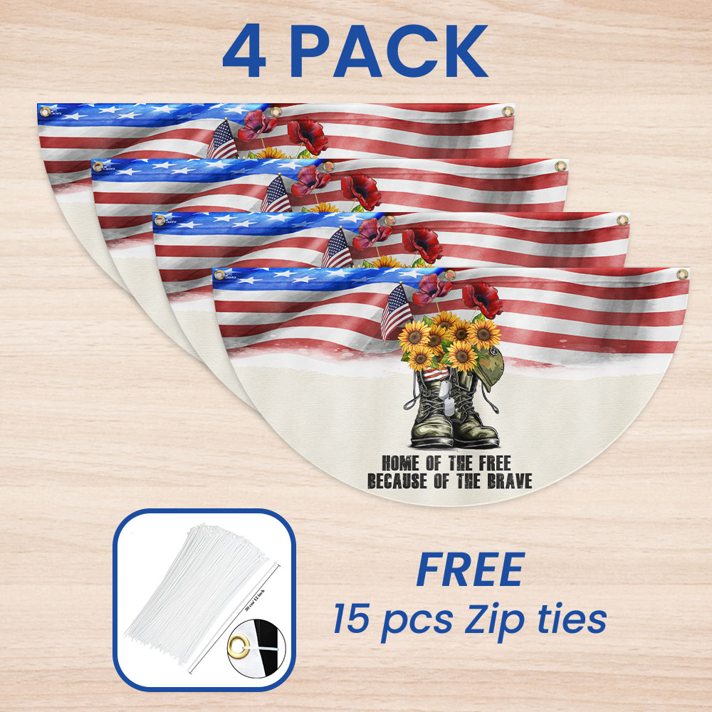 Memorial Day Veterans, Home Of The Free American Non-Pleated Fan Flag TPT1645FL