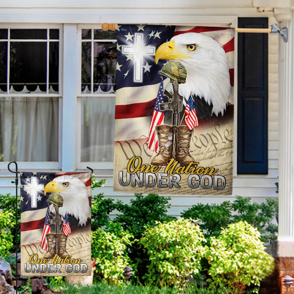 Flagwix American Flag - One Nation Under God, Christian Cross Memorial American Eagle Flag TPT855F
