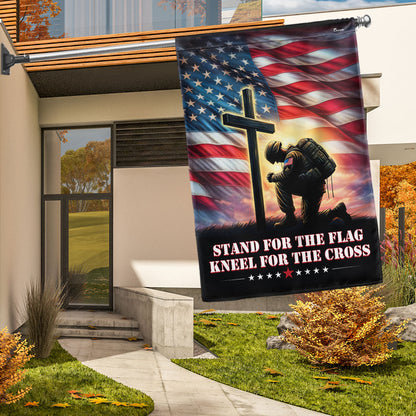 FLAGWIX  Veteran Kneeling Christ Cross Stand For The Flag Kneel For The Cross Flag MLN2354F