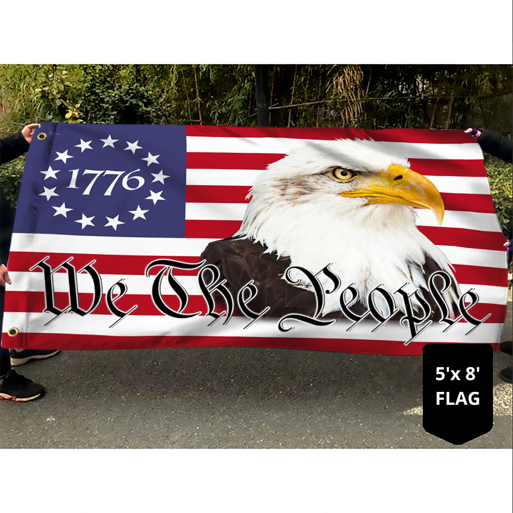 Betsy Ross We The People Eagle American Patriot Grommet Flag TQN27GF