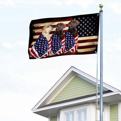 Chocolate Labrador and  Yellow Labrador Patriotic American Flag TPT1087GF