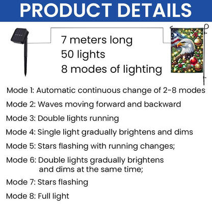 Bald Eagle Christmas American Solar LED Garden Flag MLN4521SF