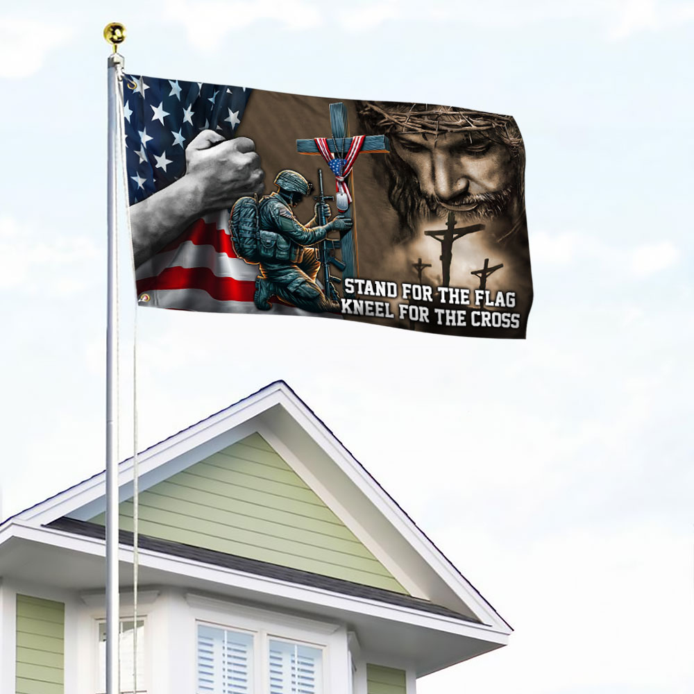 Memorial Day Stand For The Flag, Veteran Memorial Jesus Christian Grommet Flag TPT849GF