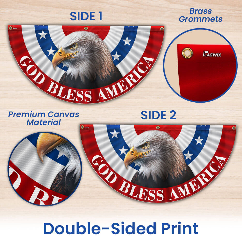 Flagwix American Flag - Eagle God Bless America Non-Pleated Fan Flag MLN3145FL