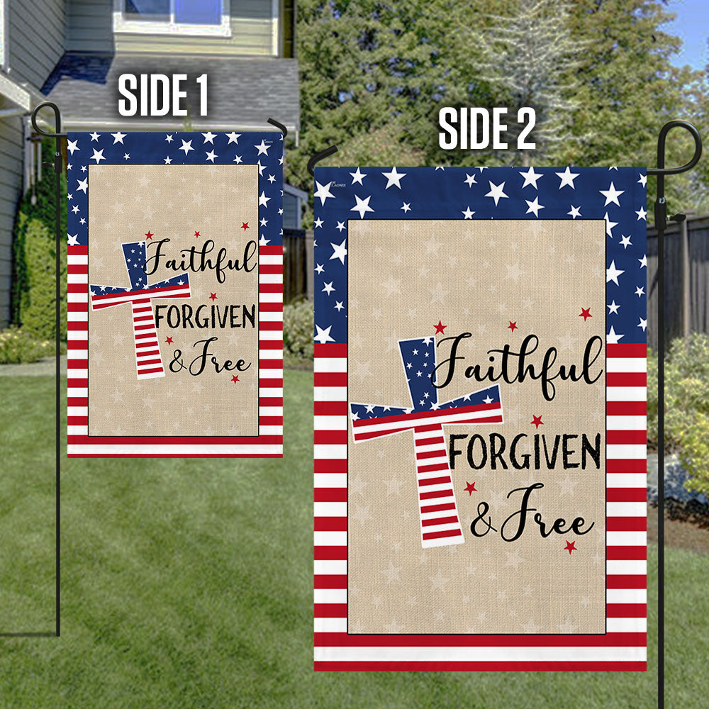 Flagwix American Flag - American Patriotic Cross Faithful Forgiven and Free Flag MLN904F