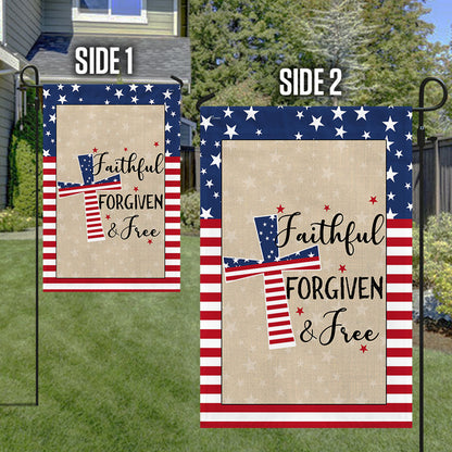 Flagwix American Flag - American Patriotic Cross Faithful Forgiven and Free Flag MLN904F