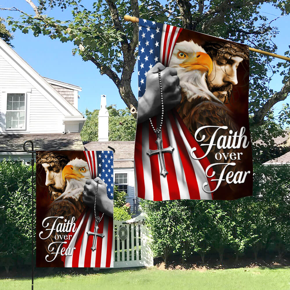 Flagwix American Flag - Faith Over Fear, Jesus Christ American Eagle Flag TPT663F