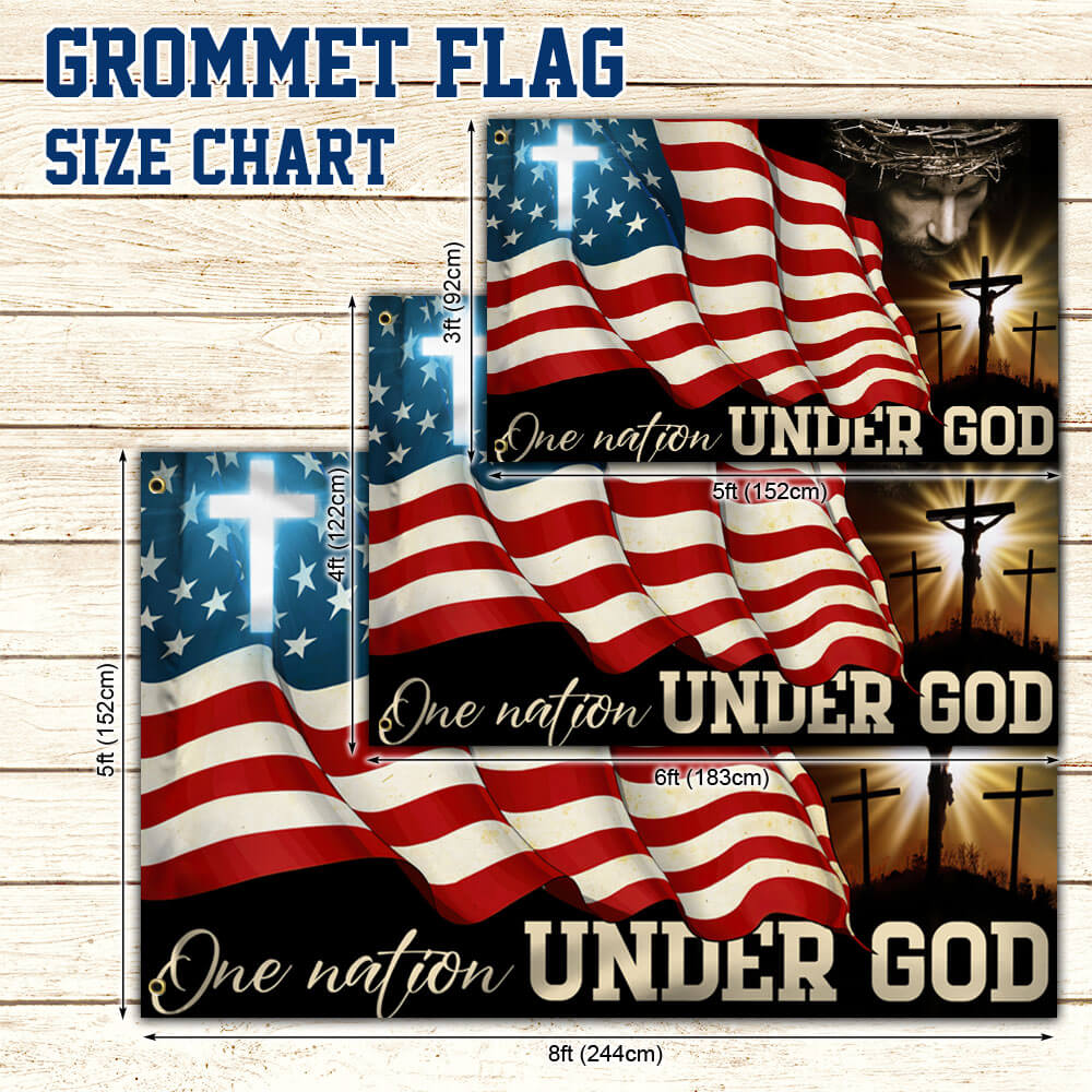 Flagwix American Flag - One Nation Under God, Jesus Christian Patriotic American Grommet Flag TPT841GF