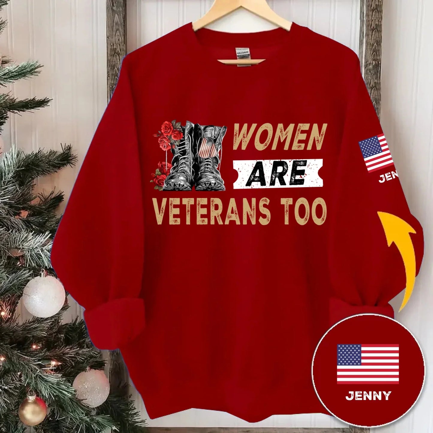 Women Are Veterans Too - Personalized American Female Military Personnel Theme Clothing