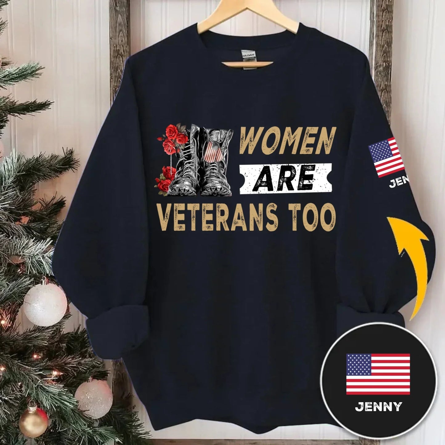 Women Are Veterans Too - Personalized American Female Military Personnel Theme Clothing