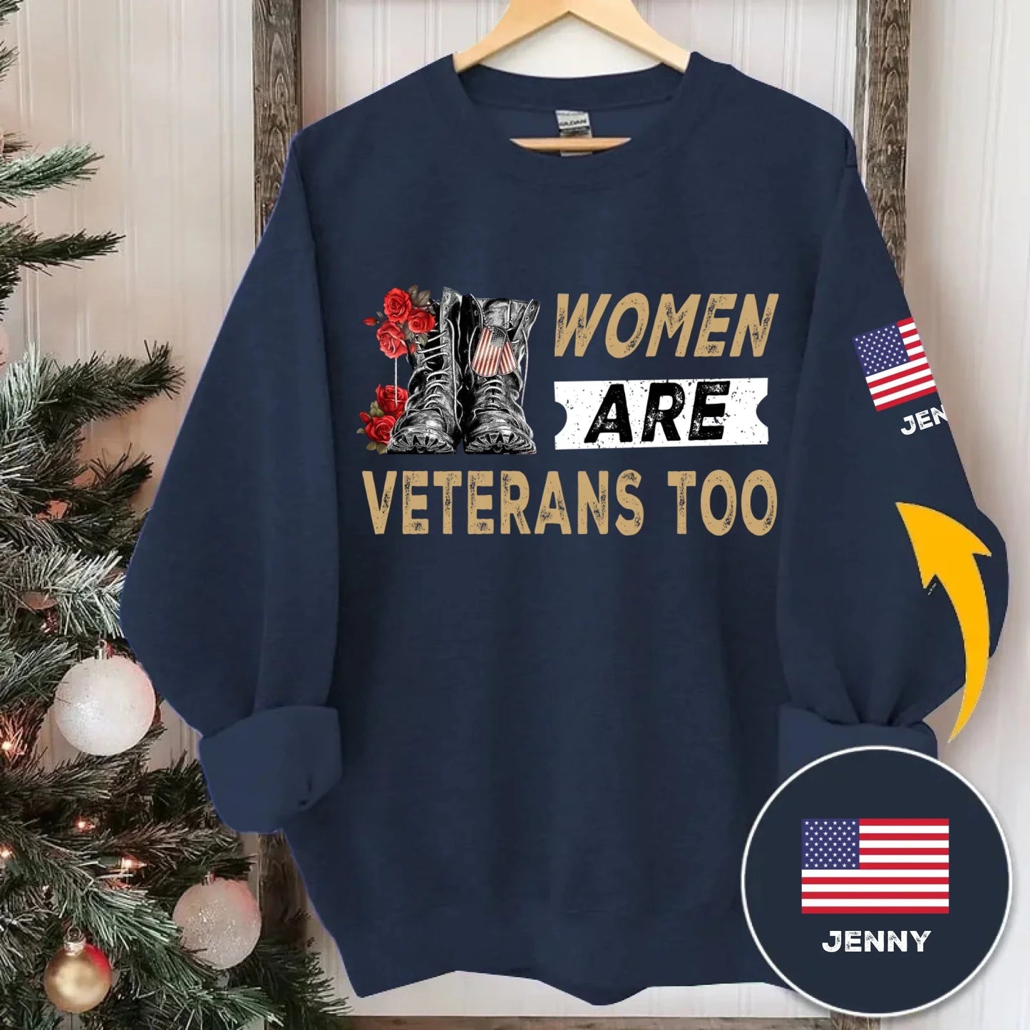 Women Are Veterans Too - Personalized American Female Military Personnel Theme Clothing