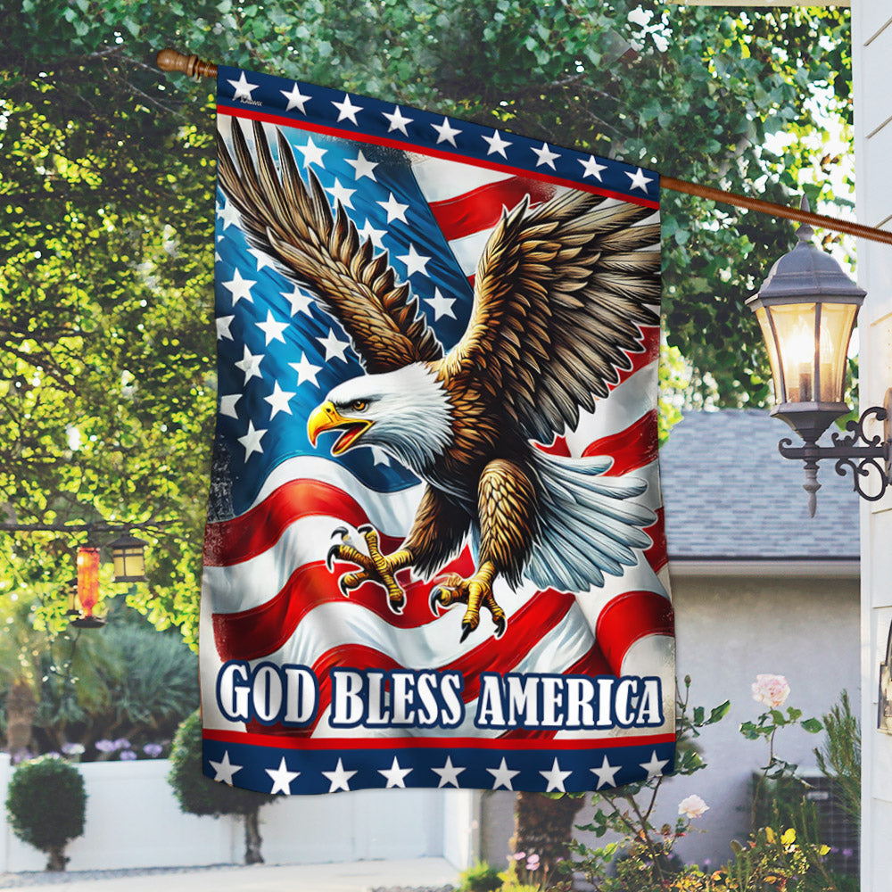Flagwix American Flag - God Bless America Patriotic Eagle Flag MLN3352F