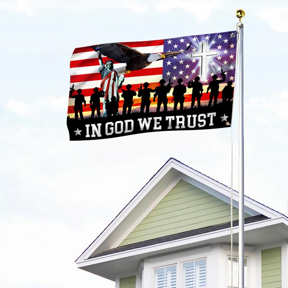In God We Trust, Christian Cross American Eagle Flag TPT120GFv1