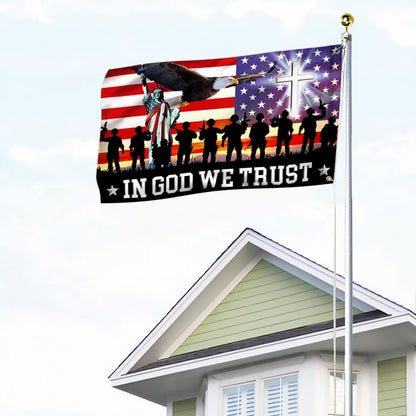 In God We Trust, Christian Cross American Eagle Flag TPT120GFv1