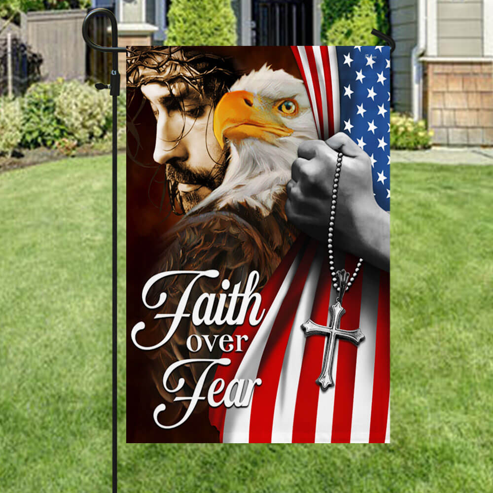 Flagwix American Flag - Faith Over Fear, Jesus Christ American Eagle Flag TPT663F