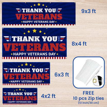 Thank You Veterans Happy Veterans Day Fence Banner TQN3810FB