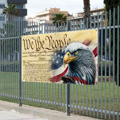 We The People. Patriotic American Eagle Fence Banner TPT780FB
