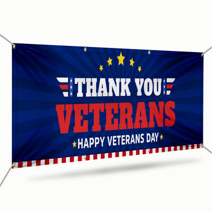 Thank You Veterans Happy Veterans Day Fence Banner TQN3810FB