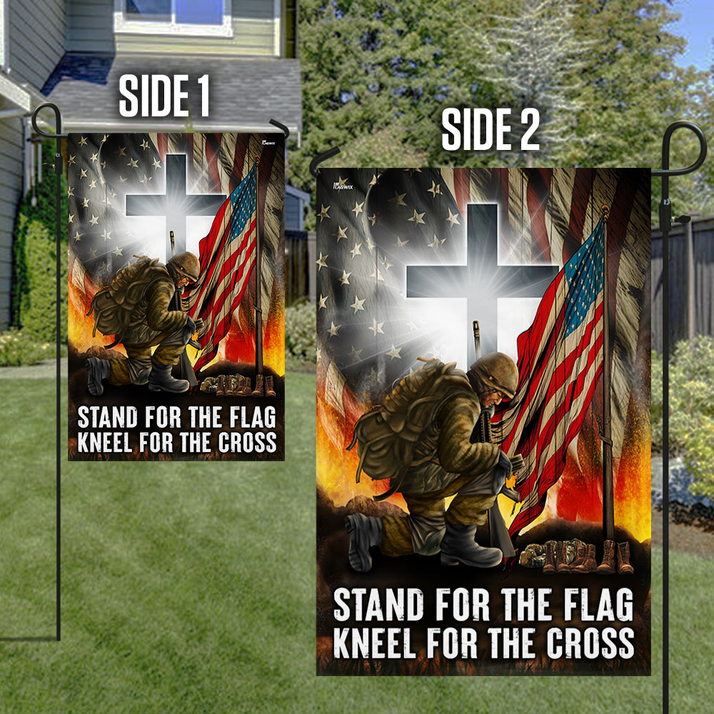 Veteran Flag Stand For The Flag Kneel For The Cross Veterans Day Flag MLN3970F