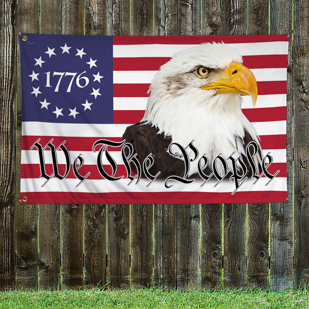 Betsy Ross We The People Eagle American Patriot Grommet Flag TQN27GF
