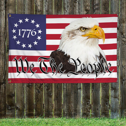 Betsy Ross We The People Eagle American Patriot Grommet Flag TQN27GF